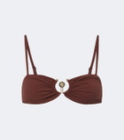 Christopher Esber Embellished ruched bikini top