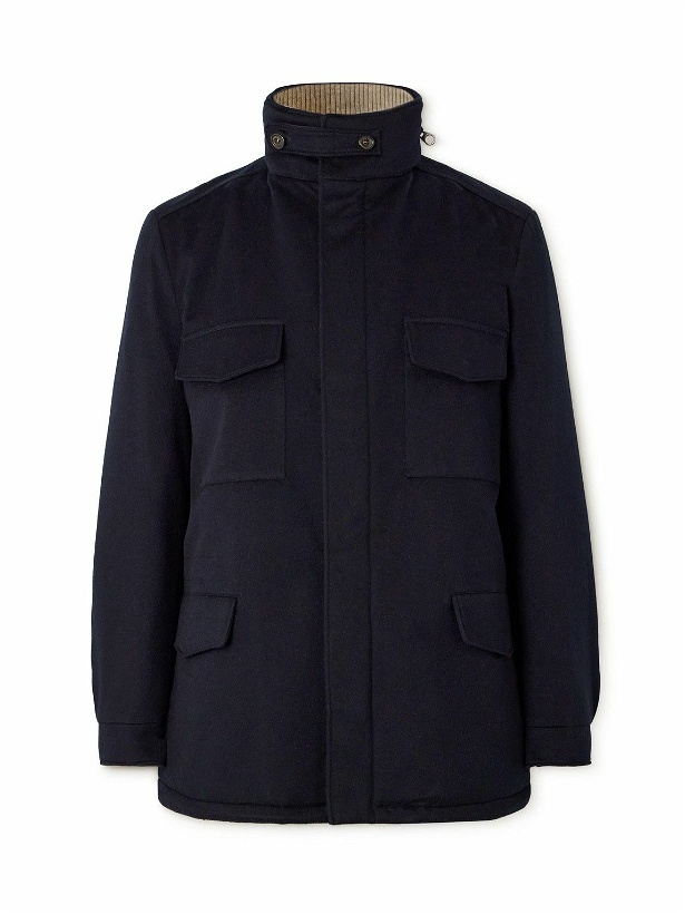 Photo: Loro Piana - Traveller Storm System® Cashmere Hooded Field Jacket - Blue
