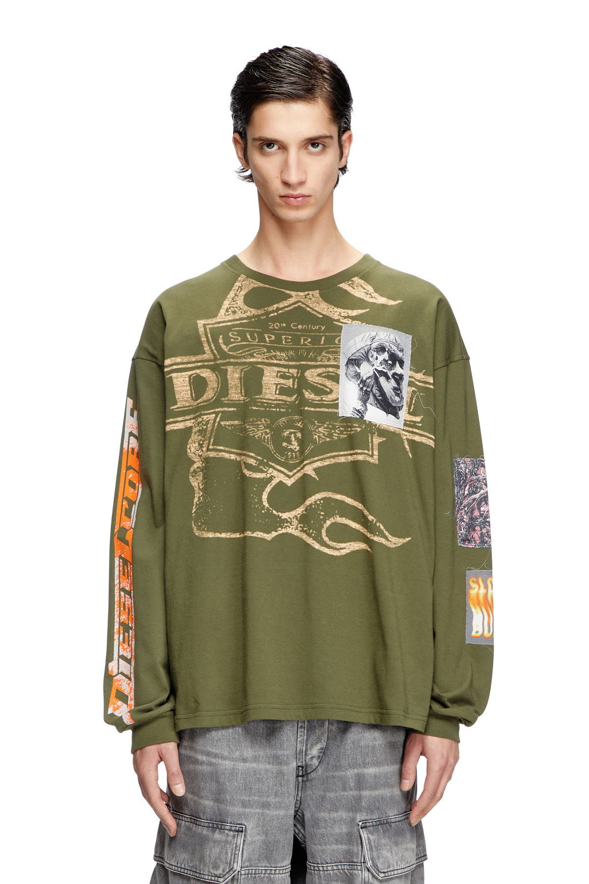 Diesel Long-sleeve T-shirt with graphic patches - T-Shirts Mens in 
