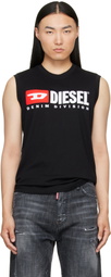 Diesel Black Chest Logo Print Tank Top