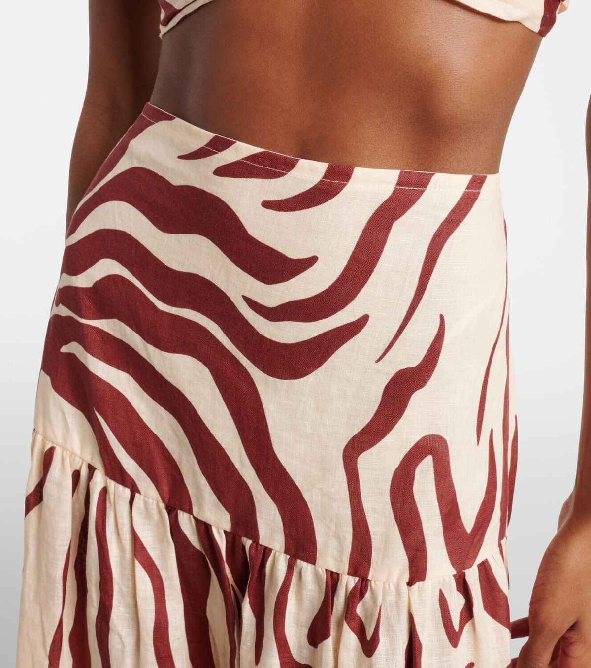 Johanna Ortiz Gathered printed linen maxi skirt