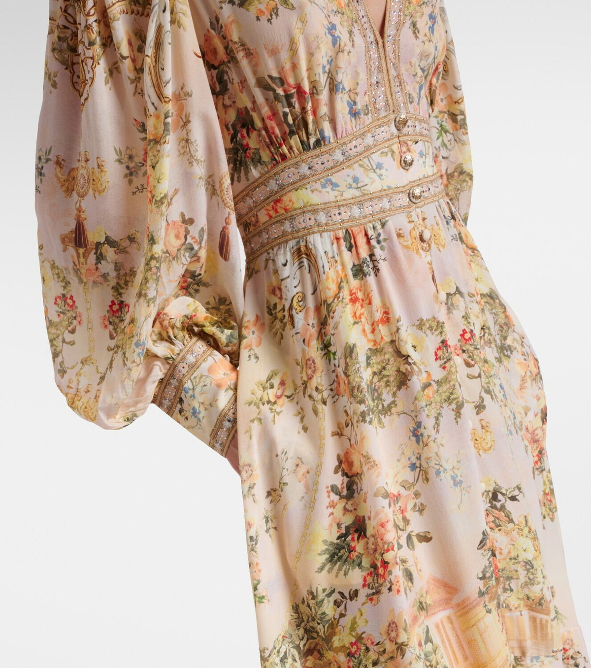 Camilla Embellished floral silk crêpe maxi dress