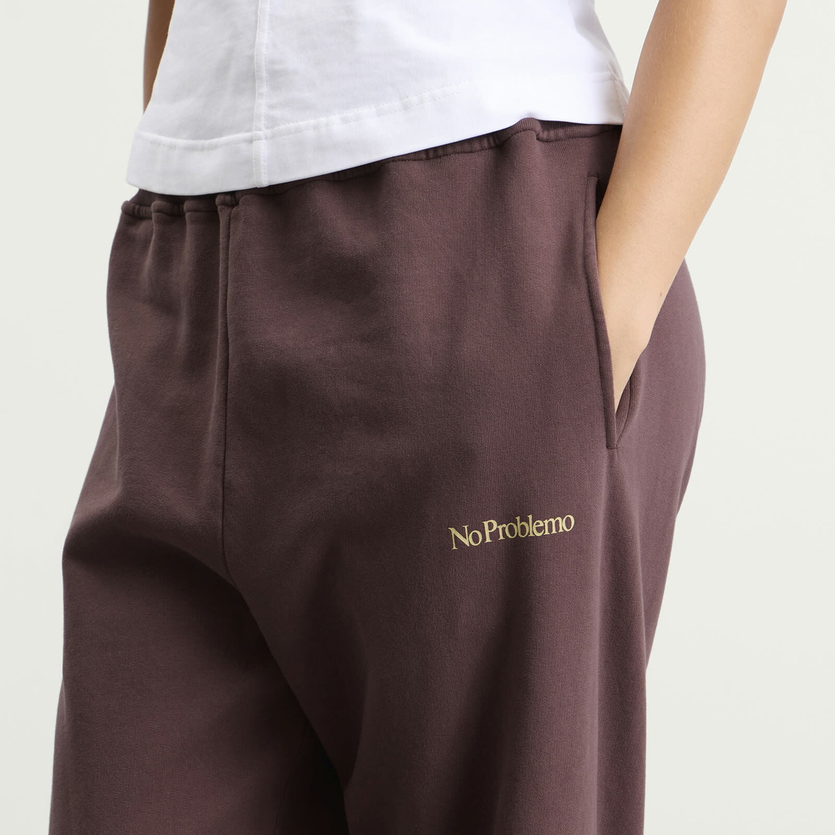 No Problemo Women's Mini Problemo Straight leg Sweatpant in Brown