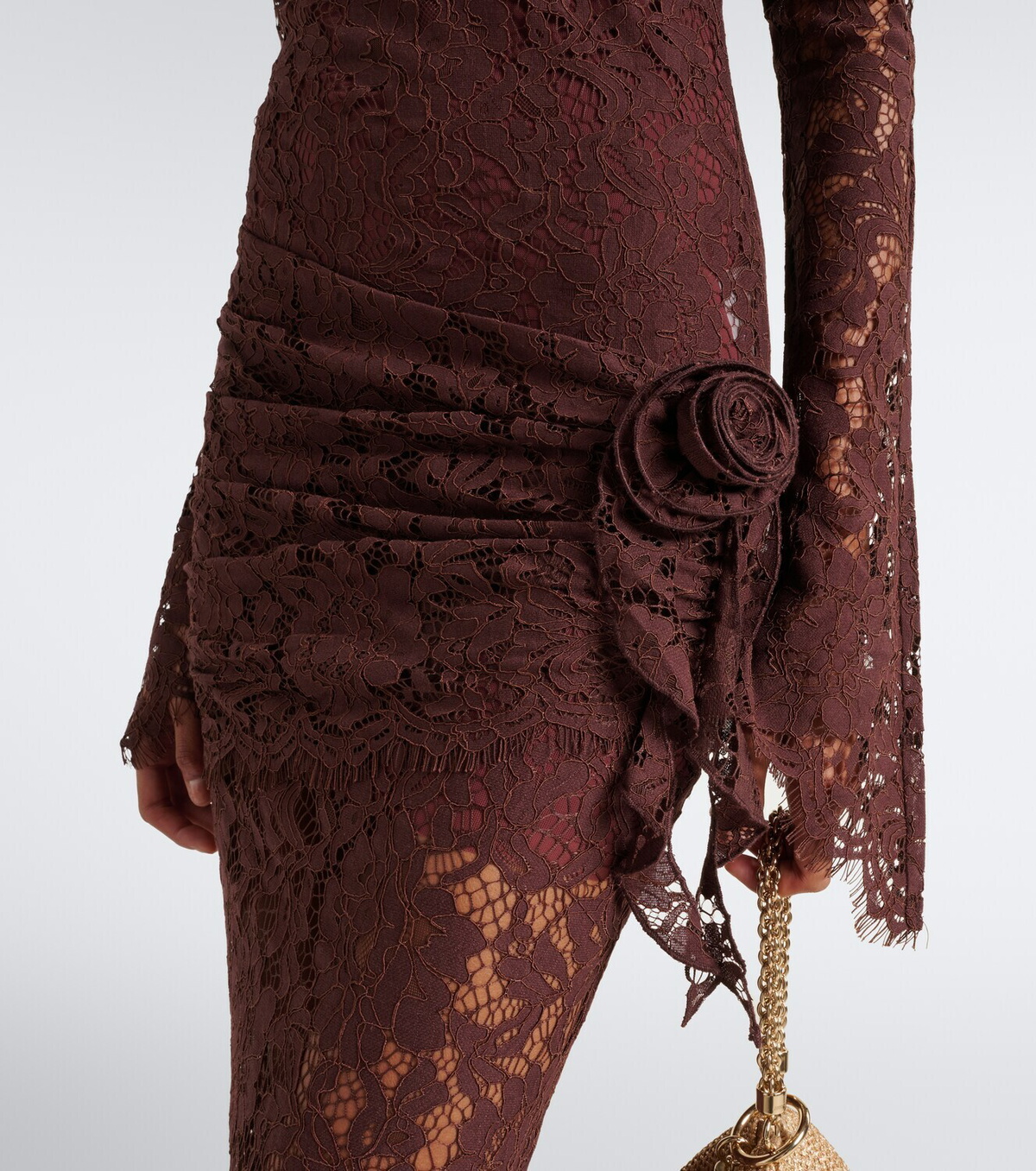 De La Vali Bodita draped cotton-blend lace gown