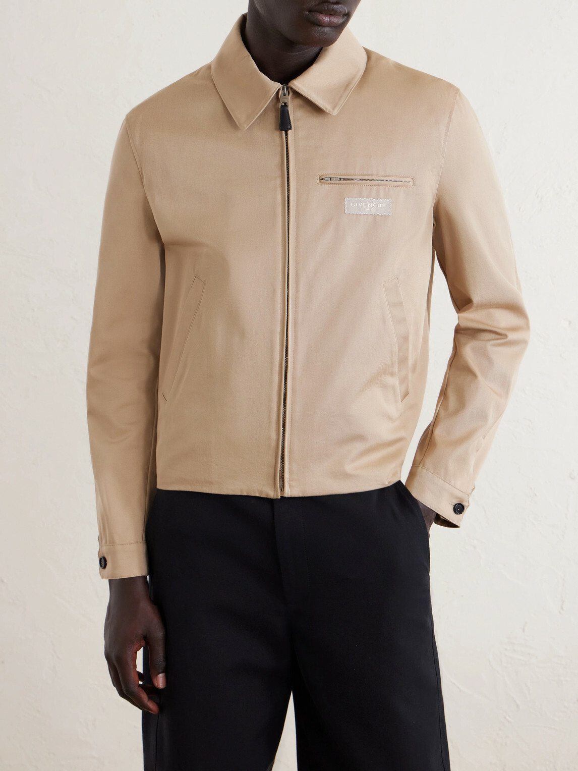 Givenchy - Harrington Logo-Appliquéd Cotton-Twill Jacket - Neutrals