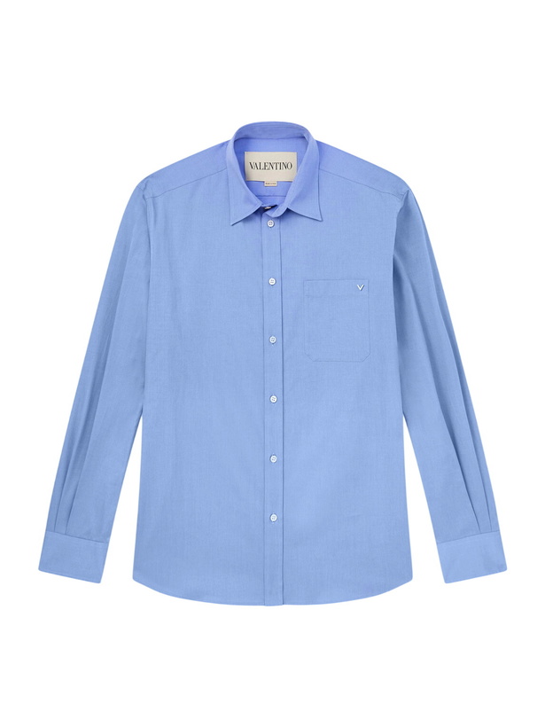 Photo: Valentino Garavani - VGold Cotton-Poplin Shirt - Blue