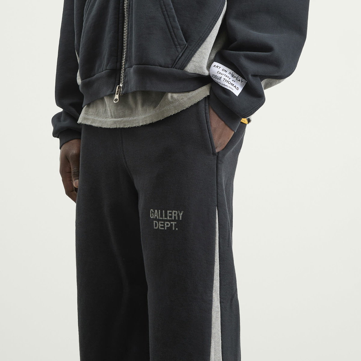 Gallery Dept Men's . Twisted Leg Flare Sweatpant in Washed Black/Heather Grey