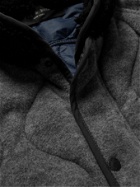 Rag & Bone - Reversible Faux Fur-Trimmed Padded Felt and Nylon Jacket - Blue