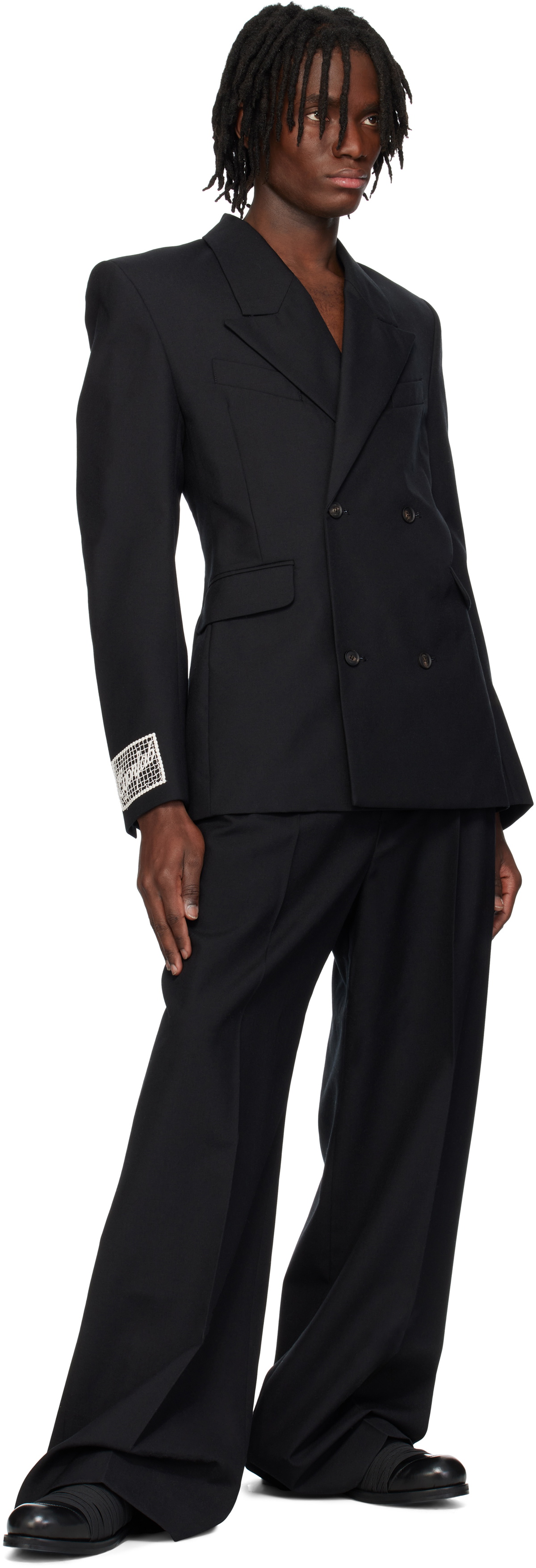 EGONlab Black Fitted Double Breasted Blazer EGONlab