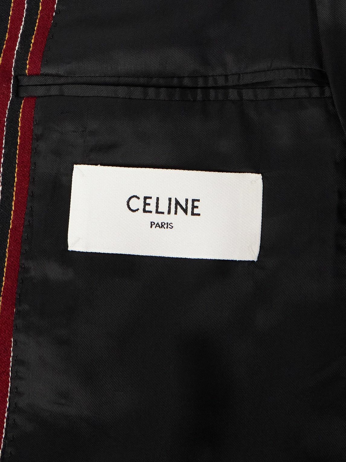 CELINE - Embroidered Striped Wool and Lycra-Blend Blazer - Red