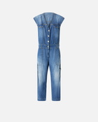 Pinko Sleeveless Denim Jumpsuit Mid Wash