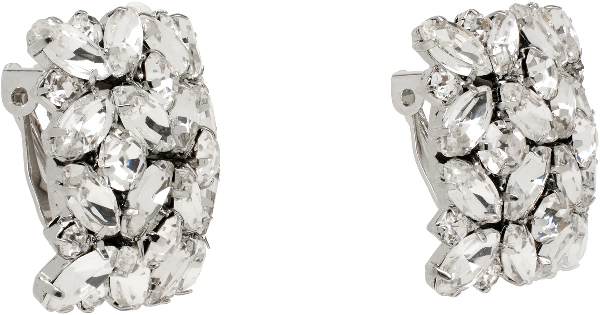 VETEMENTS Silver Fancy Button Clip Earrings
