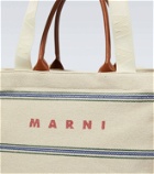 Marni Logo leather-trimmed tote bag