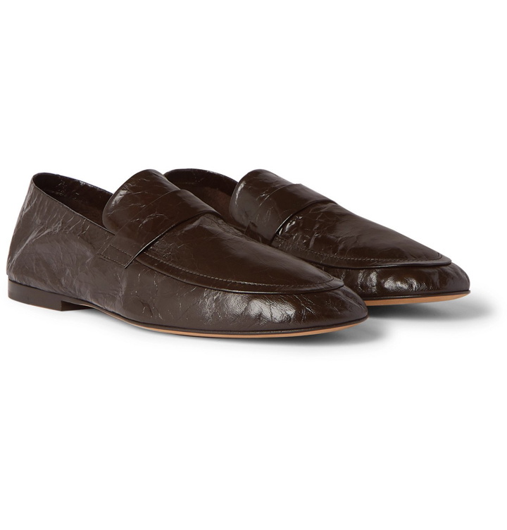 Photo: Bottega Veneta - Crinkled-Leather Loafers - Brown