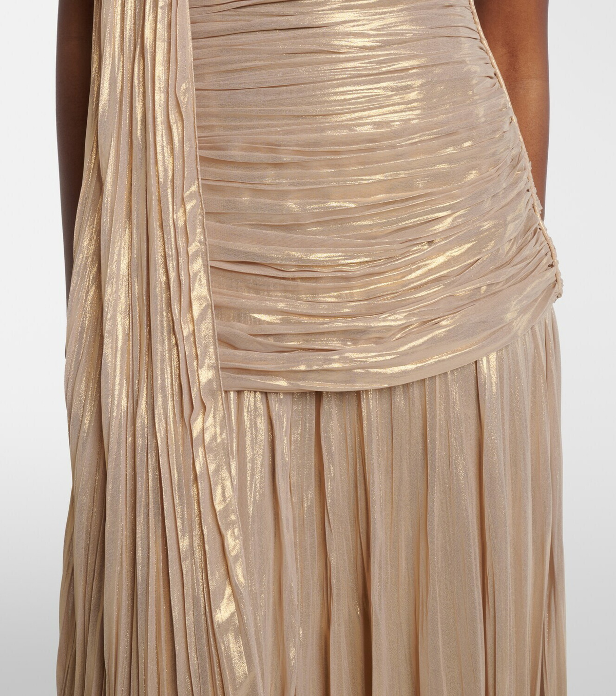 Marmar Halim Dayana pleated scarf-detail bustier gown