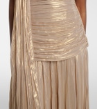 Marmar Halim Dayana pleated scarf-detail bustier gown