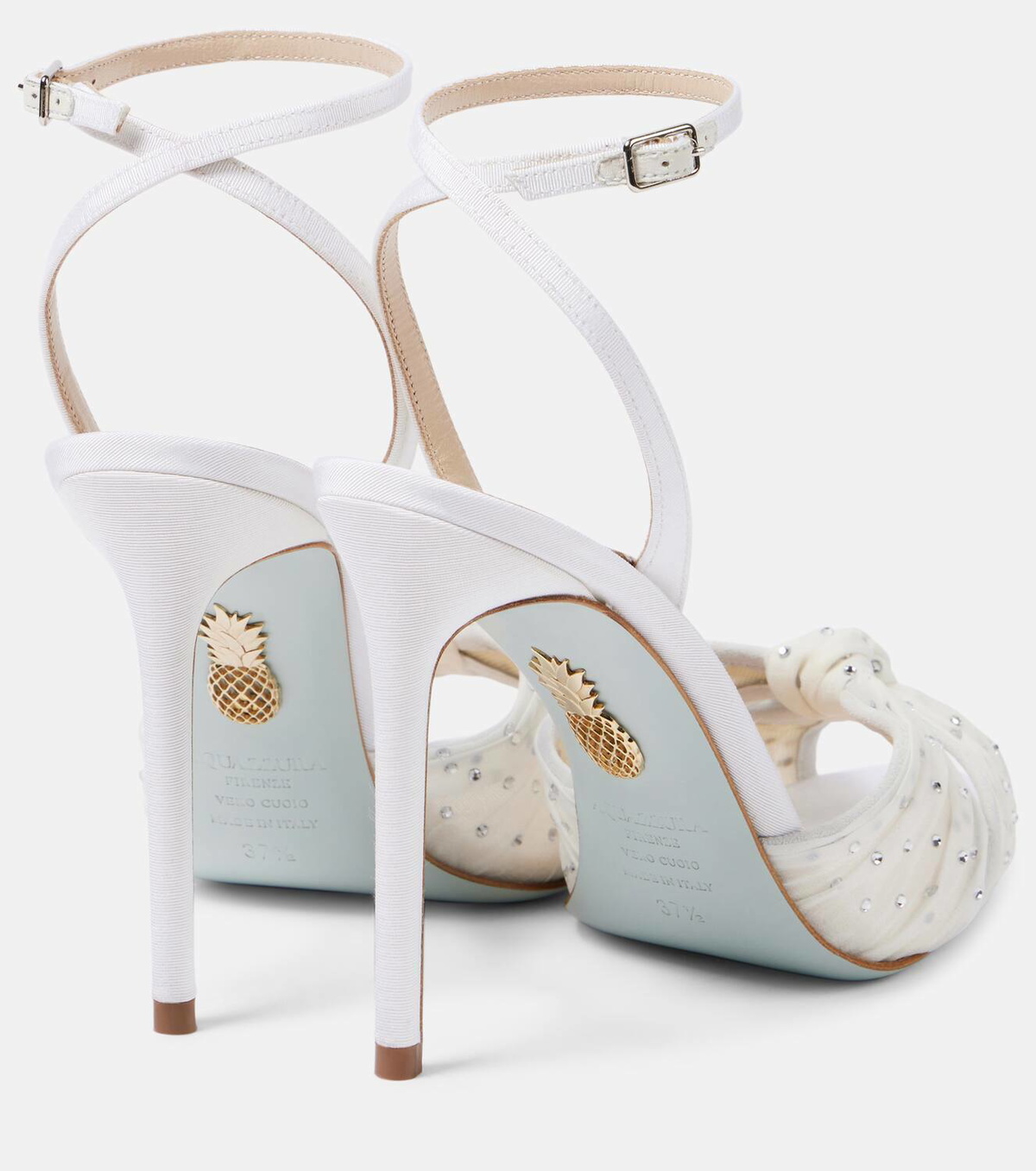 【関税&送料込】Aquazzura With Heel White AQUAZZURA Violette White Soft Leather Heeled Mules 36.5/US