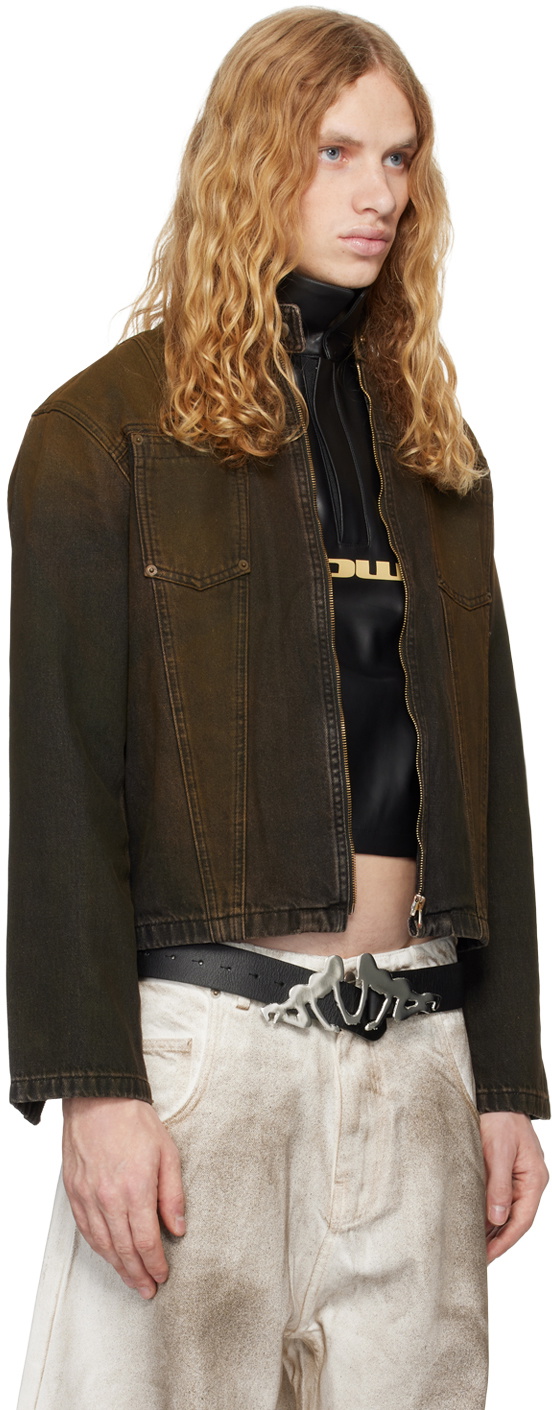 Mowalola Brown Moto Denim Jacket