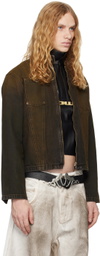 Mowalola Brown Moto Denim Jacket