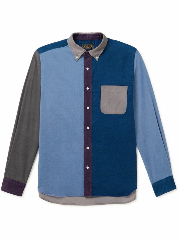 Photo: Beams Plus - Colour-Block Corduroy Shirt - Blue