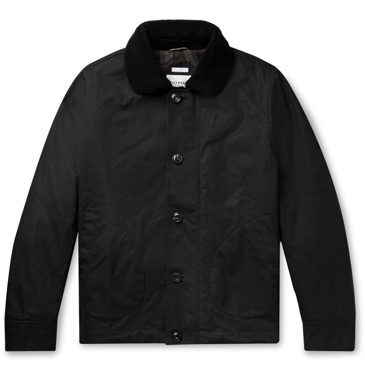 Photo: Freemans Sporting Club - Shearling-Trimmed Waxed-Cotton Jacket - Black