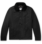 Freemans Sporting Club - Shearling-Trimmed Waxed-Cotton Jacket - Black
