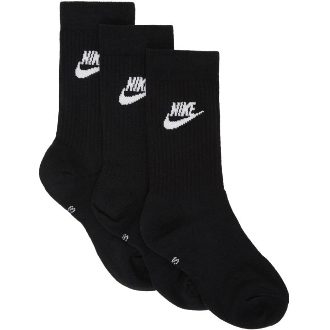 Nike Three-Pack Black Essential Crew Socks Nike