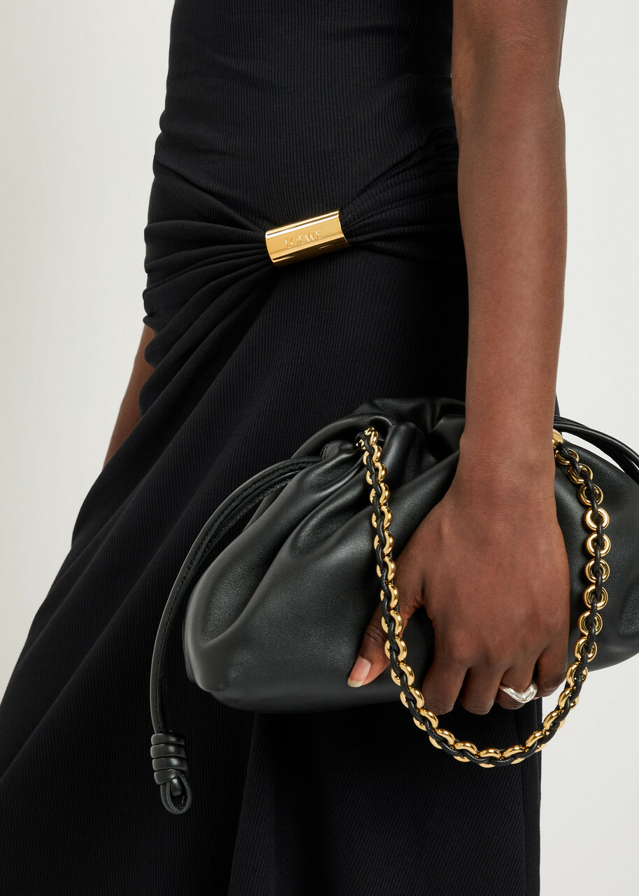 Loewe Draped Stretch-cotton Midi Dress Black
