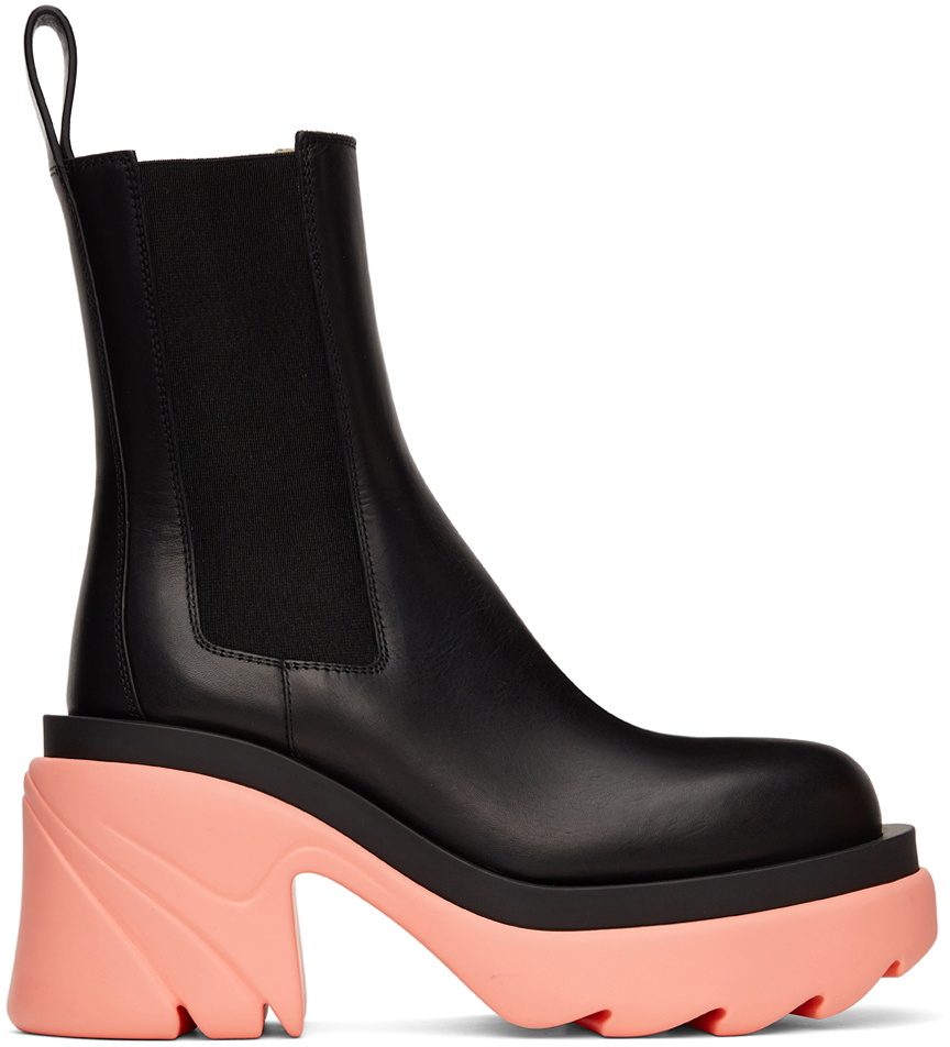 【BOTTEGA VENETA】TIRE チェルシーブーツ Black×Pink Bottega Veneta Black & Pink Flash Chelsea Boots Bottega Veneta