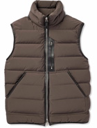 TOM FORD - Slim-Fit Full-Grain Leather-Trimmed Quilted Stretch-Shell Down Gilet - Brown