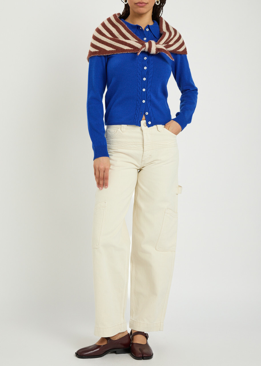 Damson Madder Voula Wool and Cashmere-blend Cardigan Blue