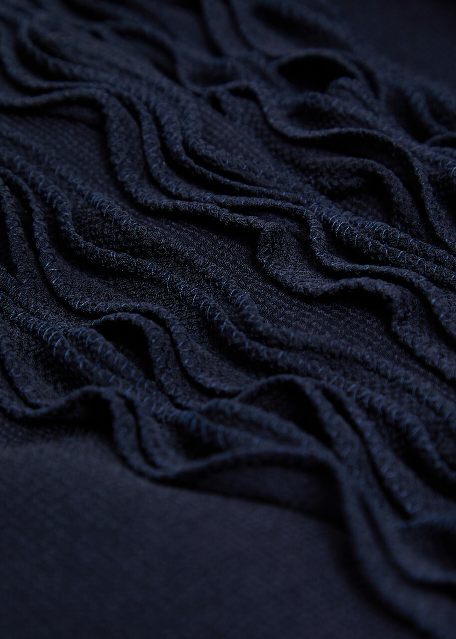 Emporio Armani Ruffled Crepe Jacket Navy