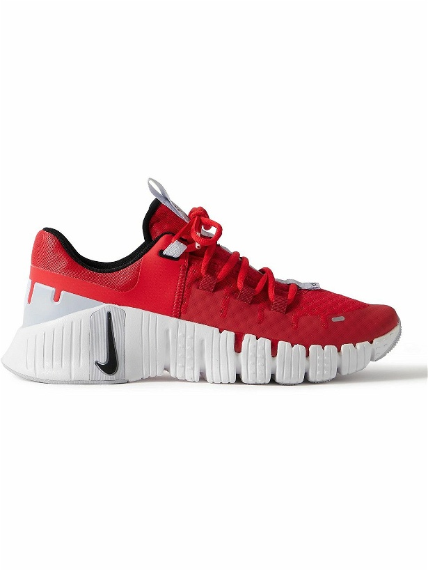 Photo: Nike Training - Free Metcon 5 Rubber-Trimmed Mesh Sneakers - Red