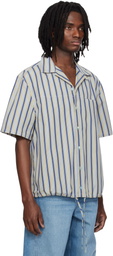 Marni Multicolor Striped Drawstring Hem Cotton Shirt
