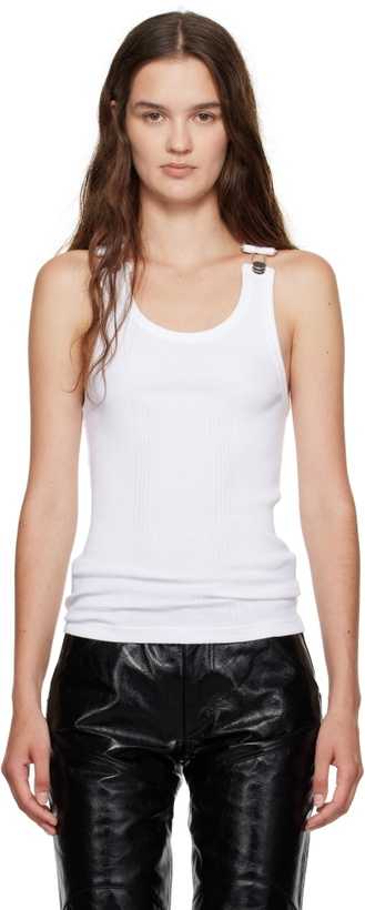 Photo: Jean Paul Gaultier White Overall Buckles Ribbed Tank Top
