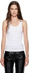 Jean Paul Gaultier White Overall Buckles Ribbed Tank Top