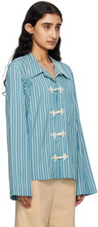 Bode Blue Shore Stripe Shirt