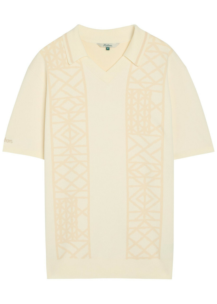 Malbon Habana Patterned Cotton-blend Polo Shirt Cream