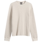 BEAMS Men's Waffle Crew Neck Sweatshirt in Oatmeal