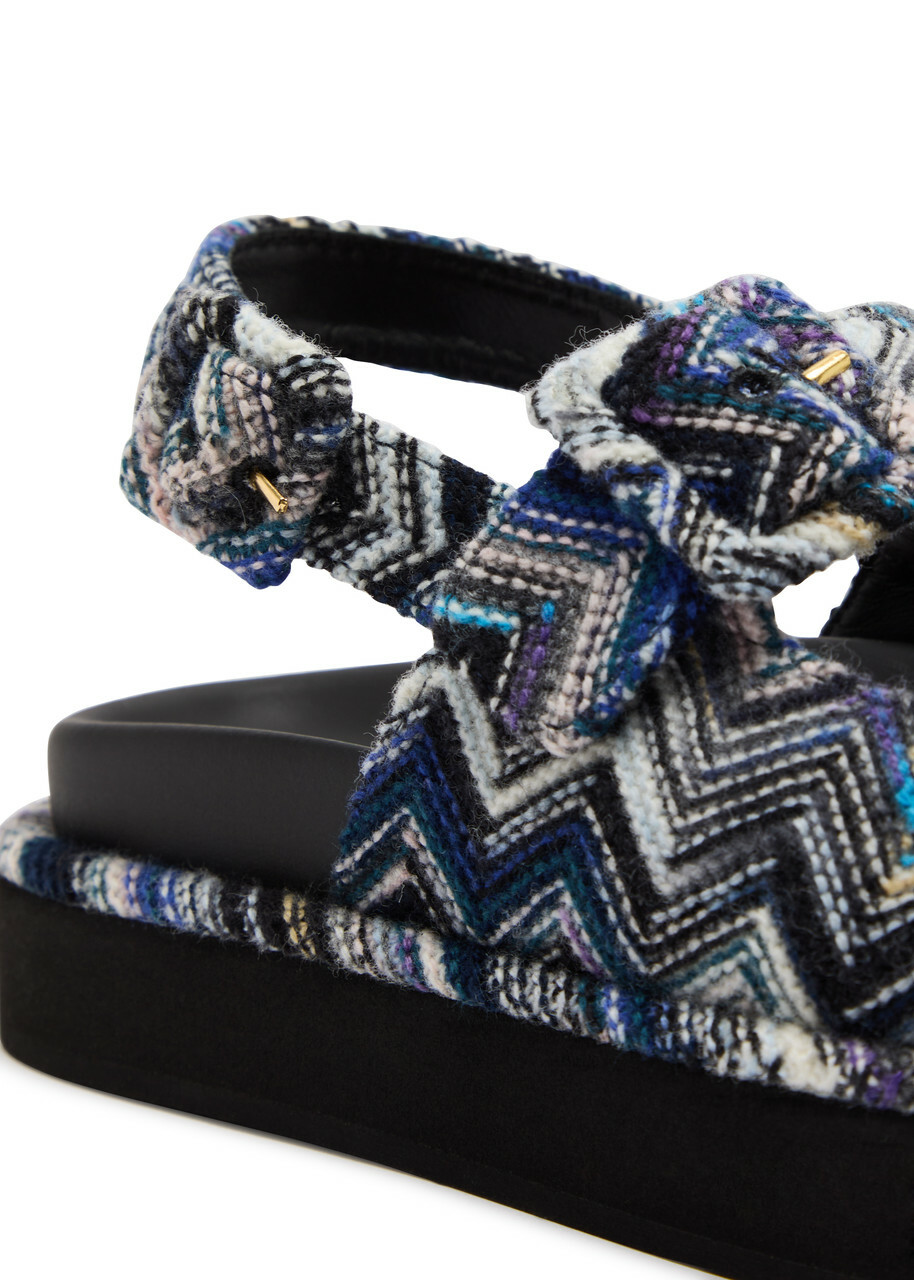 Missoni Elise Zigzag Knitted Sandals Blue Missoni