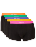 PAUL SMITH - Five-Pack Stretch-Cotton Boxer Briefs - Black