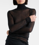 Mugler Sheer jersey turtleneck top