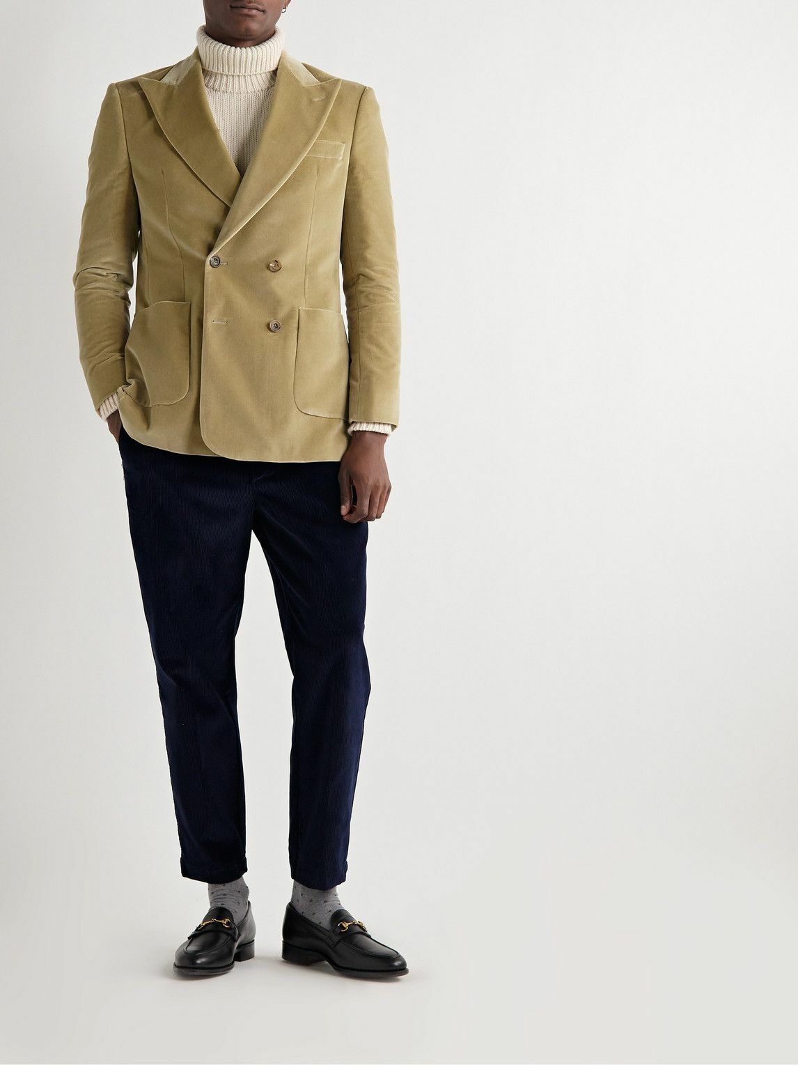 Richard James - Double-Breasted Cotton-Velvet Blazer - Neutrals Richard ...