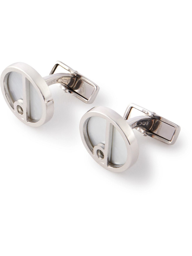 Photo: Dunhill - Logo-Detailed Silver-Tone Mother-of-Pearl Cufflinks