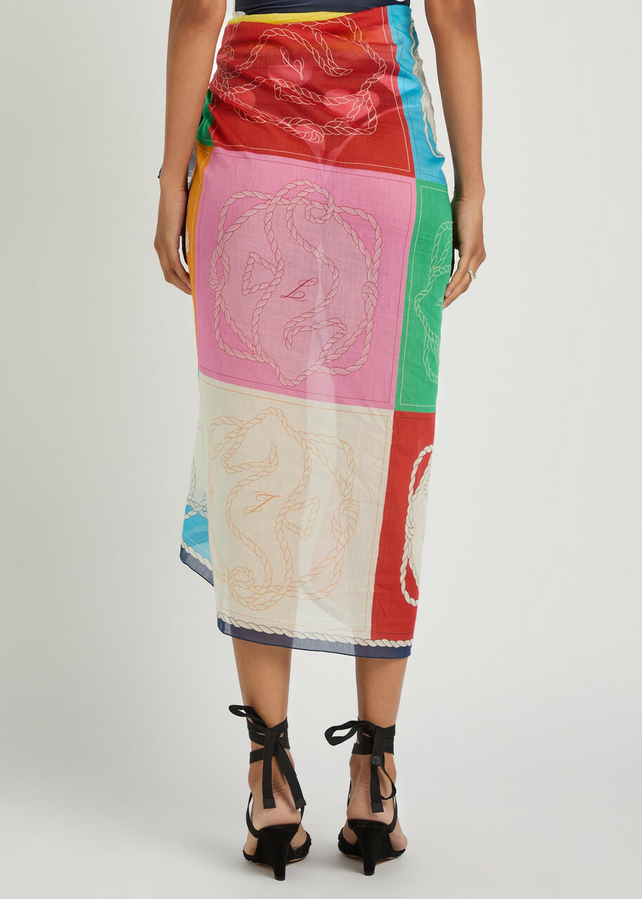 Jacquemus Le Pareo Hippocampe Printed Cotton and Silk-blend Sarong - Multicoloured 1 - One Size