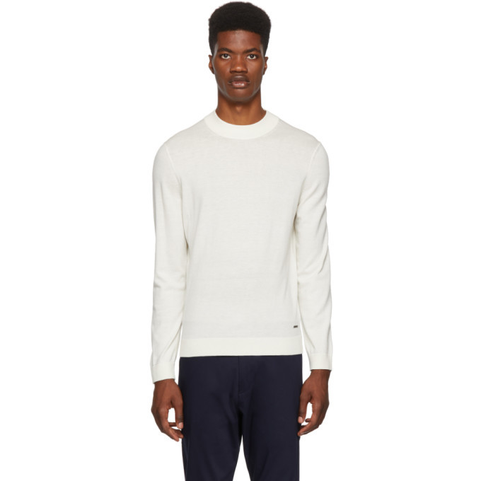 Photo: Boss White Emilio Mock Neck Sweater