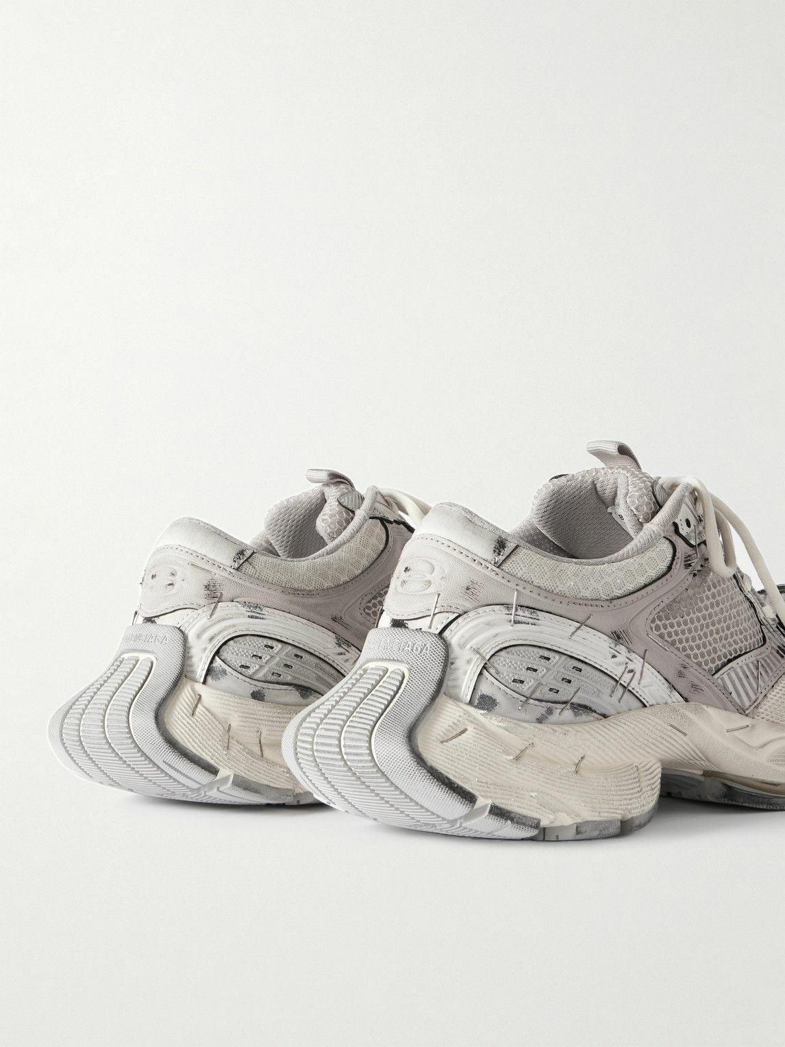 Balenciaga - Stapler Distressed Mesh and Rubber Sneakers