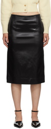 Recto Black Glossy Midi Skirt