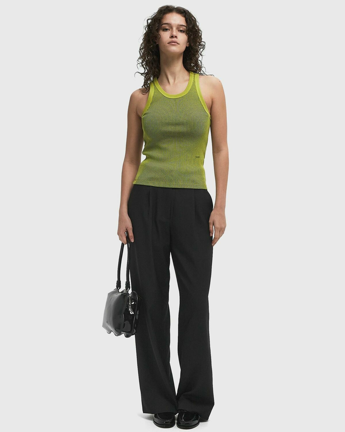 ØLÅF RETRO LOGO RIBBED TANK TOP Green Womens Tops & Tank