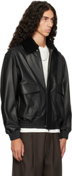 Arma Black Bari Leather Bomber Jacket